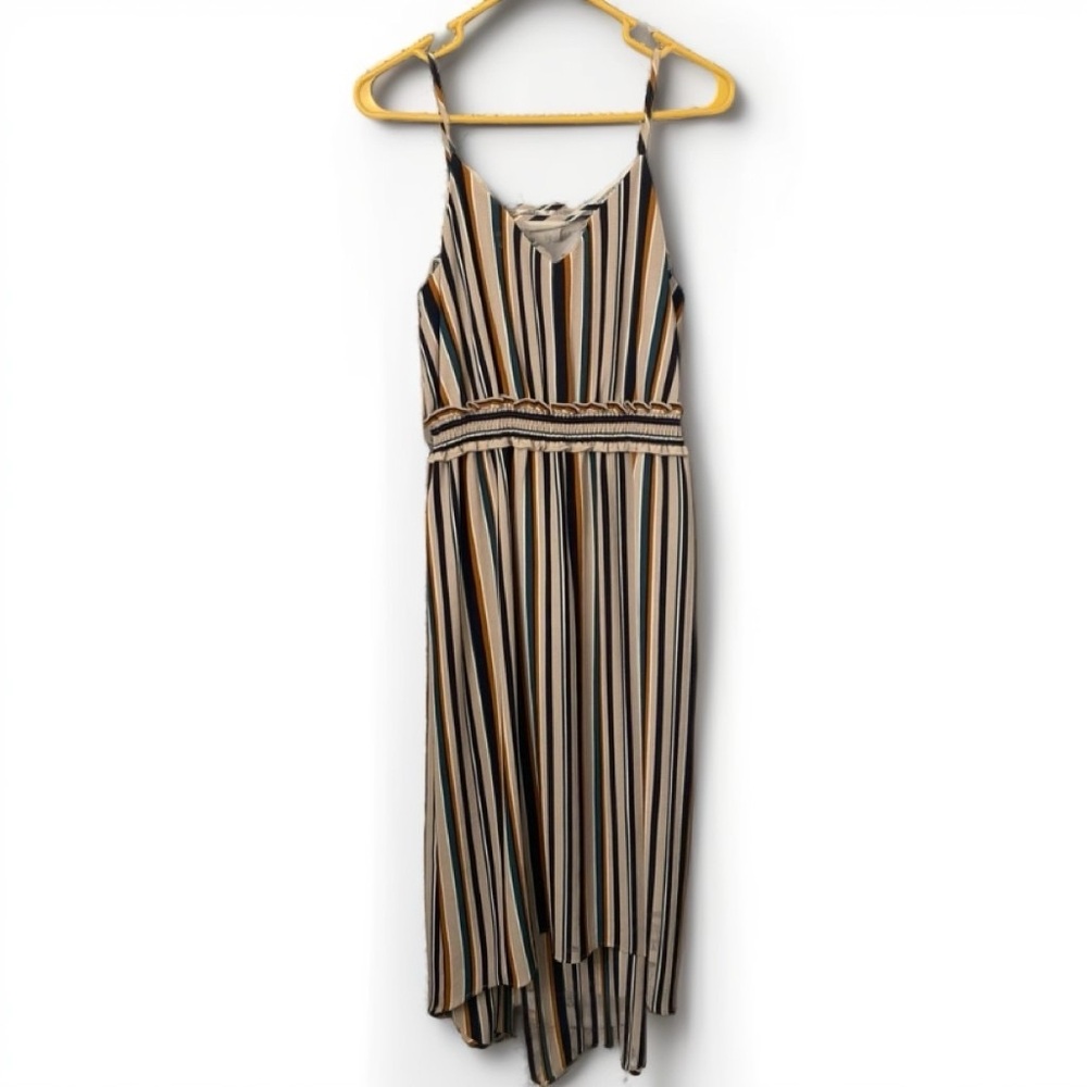 Boho Maurices Striped Maxi Dress with Ruched Waist